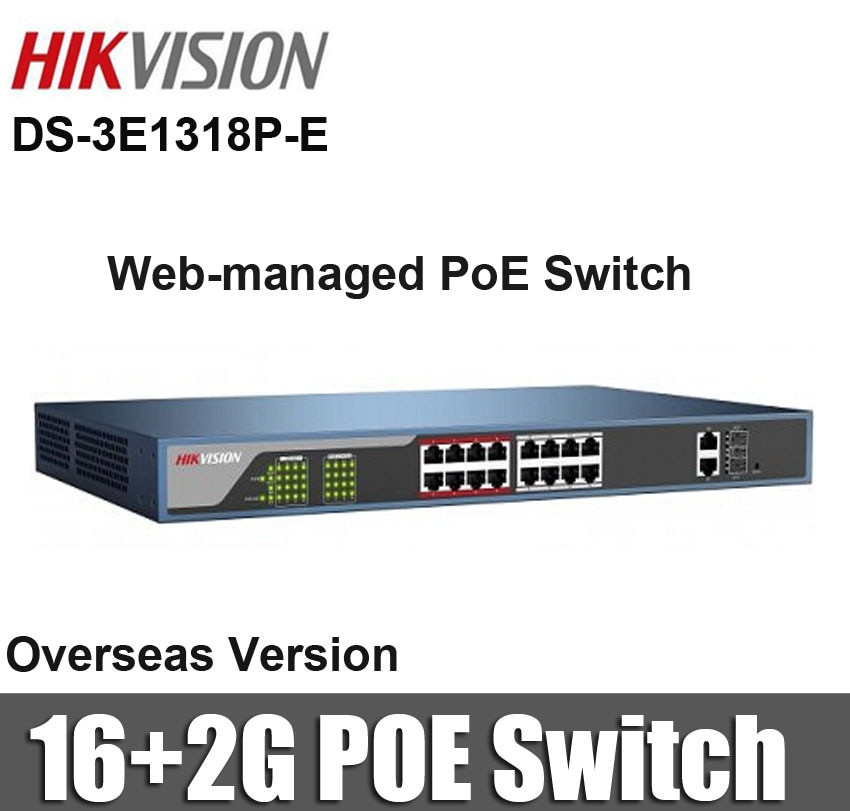 Hikvision Original DS-3E1318P-E   16 Ʈ PoE ġ 8 ھ   ġ  16 + 2G  Ʈ PoE ġ/Hikvision Original DS-3E1318P-E Web-managed 16-port PoE